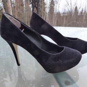 HOEGL GOTH WEDDING BLACK FUZZY FEEL HIGH HEELS CLOSED SHOES SIZE 9